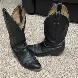 Vintage Boulet Black Leather Cowboy Boots